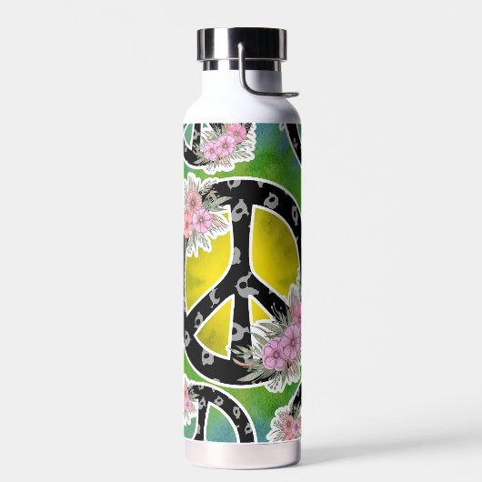 Hippie Peace Tie Dye Flowers Tumbler Bottle Waterfles (Links)