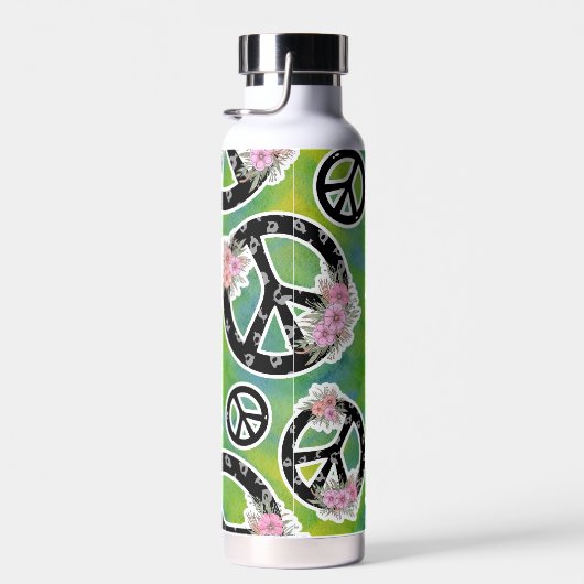 Hippie Peace Tie Dye Flowers Tumbler Bottle Waterfles (Rechts)