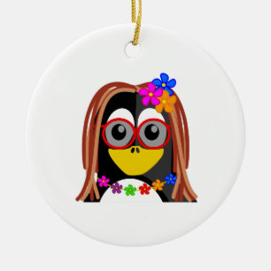 Hippie Penguin Keramisch Ornament
