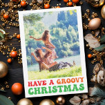 Hippie photo de vacances Ayez une carte de Noël Su<br><div class="desc">Prenez un Noël super. Customisez votre jolie carte de vacances hippie avec ce texte les années 70 funky dans des couleurs amusantes et rétro. Une carte de Noël hippy colorée avec votre photo de famille vintage.</div>