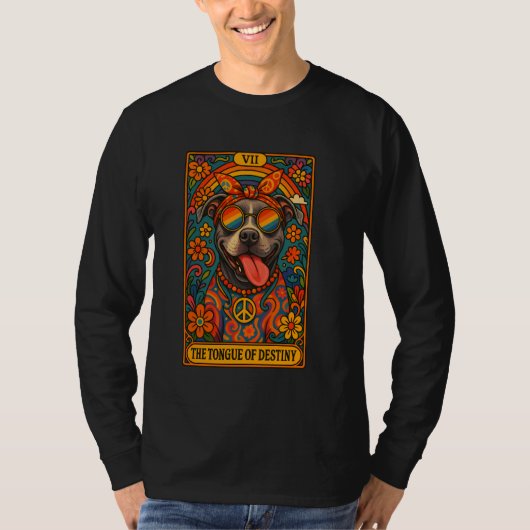 Hippie Pitbull Tarot Card Fun Pit Bull The Tongue T-shirt (Voorkant)