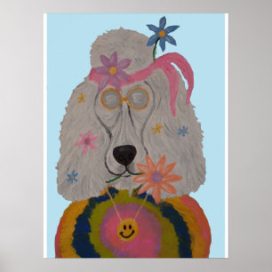 Hippie Poodle Bloemenkind  Poster