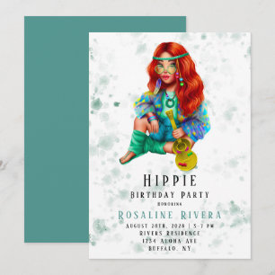 Hippie Preteen Girl Birthday Party Kaart