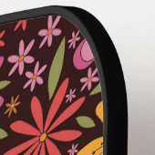 Hippie Psychedelic 70s Groovy Bloemen Oog Aangepas Pickleball Paddle (Links Detail)