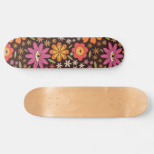 Hippie Psychedelic 70s Groovy Bloemen Oogpatroon Skateboard (Horizontaal)