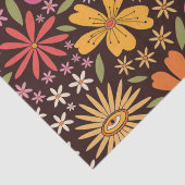 Hippie Psychedelic 70s Groovy Bloemen Oogpatroon Tissuepapier (Detail)