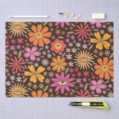 Hippie Psychedelic 70s Groovy Bloemen Oogpatroon Tissuepapier (Craft)
