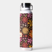 Hippie Psychedelic 70s Groovy Flowers Eye Custom  Waterfles (Achterkant)