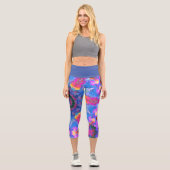 Hippie psychédélique Leggings bleu rose et jaune (Recto)