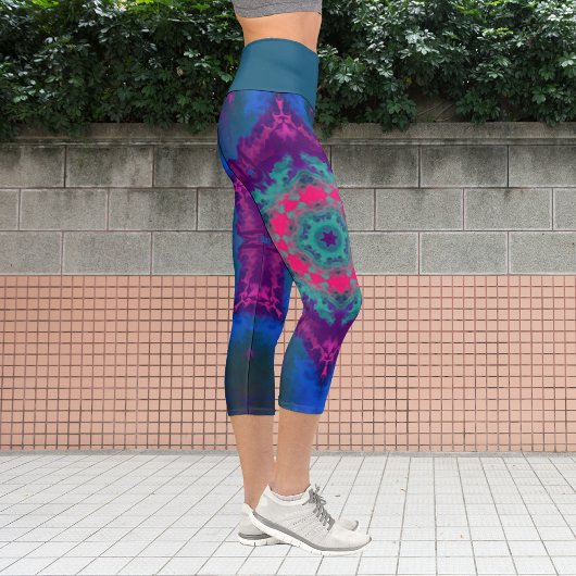 Hippie psychédélique Leggings bleu rose et violet