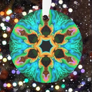 Hippie psychédélique Turquoise orange et noir
