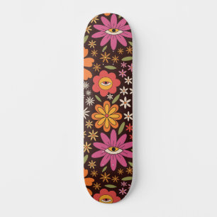 Hippie psychedelische 70s groovy bloemen oog patro skateboard