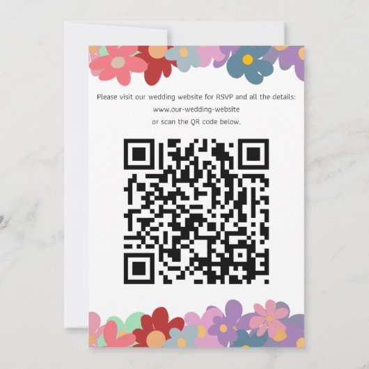 Hippie QR code flower power funky groovy bruiloft Kaart (Achterkant)