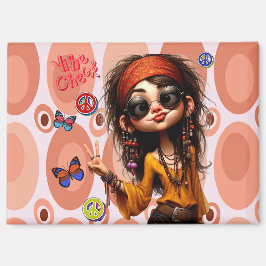 Hippie Quirky Girl Vibe Check Magneet