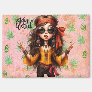 Hippie Quirky Rester Étrange Magnet