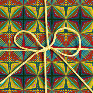 Hippie Red Blue Yellow Green Ethnic Trippy Earthy Cadeaupapier