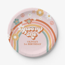 Hippie Regenboog Groovy Eerste Verjaardag