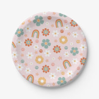 Hippie Regenboog Groovy Verjaardag Papieren Borden