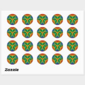 Hippie regenboog psychedelische fractal ronde sticker (Vel)