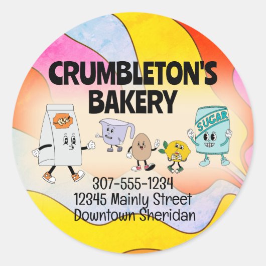 Hippie retro bakingrediënten bakkerij ronde sticker (Voorkant)