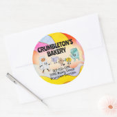 Hippie retro bakingrediënten bakkerij ronde sticker (Envelop)