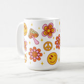 Hippie Retro Happy Smile Face Peace Design Mok (Voorkant links)
