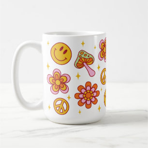 Hippie Retro Happy Smile Face Peace Design Mok