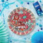 Hippie Retro Kleuren Verjaardag Papieren Bordje (Feest)