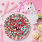 Hippie Retro Kleuren Verjaardag Papieren Bordje (Feest)