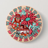Hippie Retro Kleuren Verjaardag Ronde Button 7,6 Cm (Voorkant)