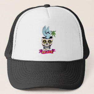 hippie retro peace skull vectorkunst trucker pet