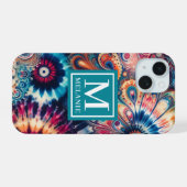 Hippie Rétro Tie-Dye Monogrammé (Verso Horizontal)