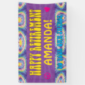 Hippie Retro Tie Dye Retirement Party Spandoek (Verticaal)