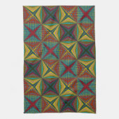 Hippie Rood Blauw Geel Groen Etnisch Trippy Aards Theedoek (Verticaal)