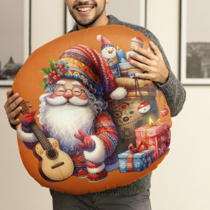 Hippie Santa Clause Ronde Kussen