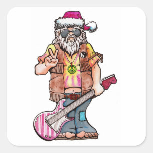 Hippie Santa Vierkante Sticker