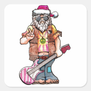 Hippie Santa Vierkante Sticker