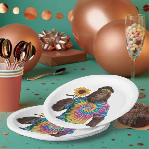 Hippie Sasquatch in Tiedye met zonnebloem Papieren Bordje