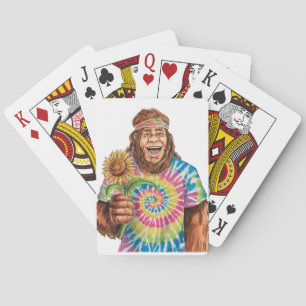 Hippie Sasquatch met zonnebloem Pokerkaarten