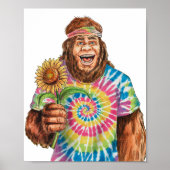 Hippie Sasquatch met zonnebloem Poster (Voorkant)