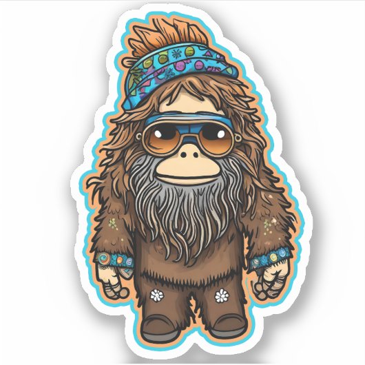 Hippie Sasquatch Vinyl Sticker (Voorkant)