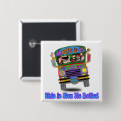 Hippie School Bus Vierkante Button 5,1 Cm (Voorkant /achterkant)