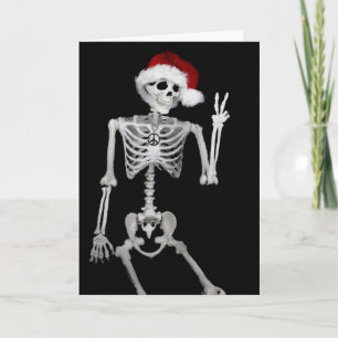 Hippie Skeleton Santa Peace-kerstkaart Kaart