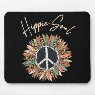 Hippie Soul Peace Sign Sunflower Muismat