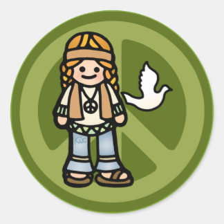 Hippie stickers, Trippy. Ronde Sticker