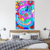 Hippie stijl kleurrijke rust en liefde canvas (Insitu (Slaapkamer))