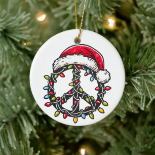 Hippie Stijl Vredessymbool Groovy Kerstman Keramisch Ornament