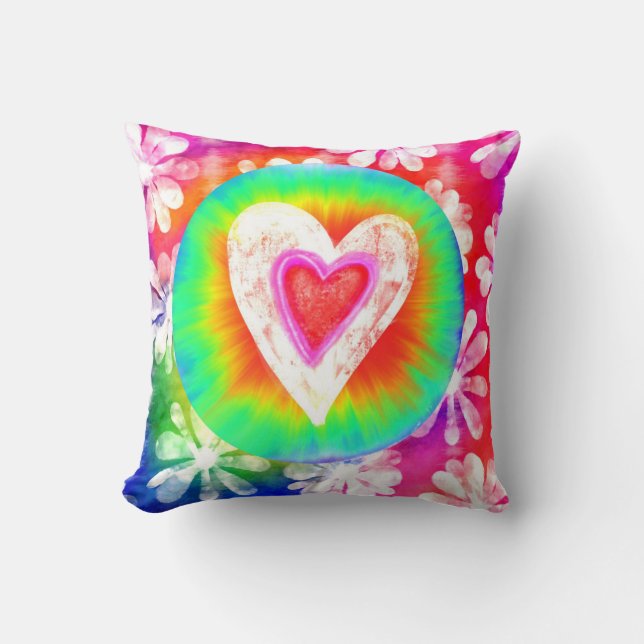 Hippie stijve dye Heart Decorative Pillow Kussen (Voorkant)