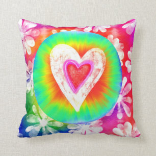 Hippie stijve dye Heart Decorative Pillow Kussen
