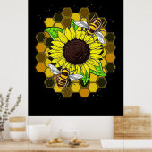 Hippie Sunflower Bees Poster (Keuken)
